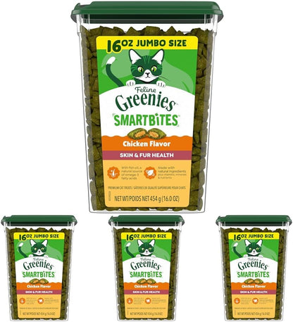 Greenies Feline Smartbites Skin & Fur Health Cat Treats, Salmon, 4.6 Oz | Fish Oil & Flaxseed, Omega-3S, No Artificial Flavors or Preservatives, under 2 Calories per Treat, Crunchy & Soft16