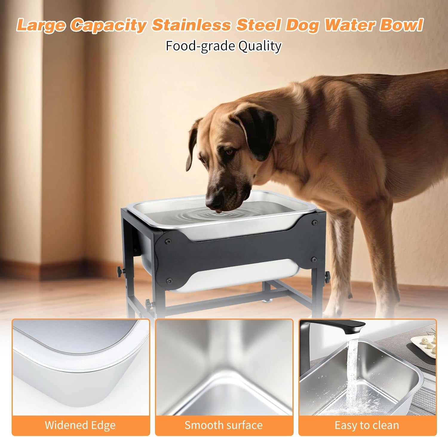 3-gallon-elevated-dog-water-bowl-raised-stand-for-large-dogs-4-adjustable-heights-9-65-15-16-in-stand-3-gallon-bowl-14-x-10-6-x-5-9-in-size-indoor-outdoor-use-easy-to-clean
