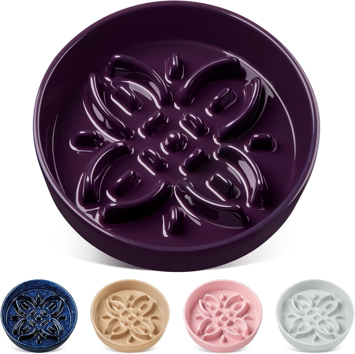 vancasso-ceramic-slow-feeder-dog-bowls-puzzle-dog-food-bowls-with-floral-maze-anti-slip-pet-food-dish-for-small-breed-0-6-cups-blue