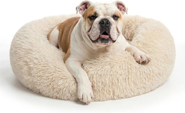 Small Calming Dogs Bed for Small Dogs Anti-Anxiety Machine Washable Fluffy Luxury Anti-Slip Waterproof Mute Base Warming Cozy Soft Pet Puppy round Bed49