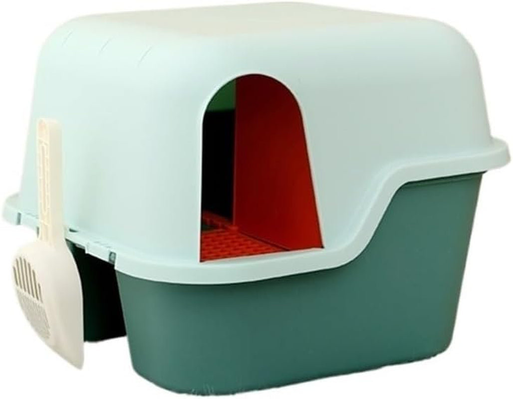 pet-supplies-enclosed-cat-litter-box-with-lid-scoop-anti-splash-hooded-tray-easy-clean