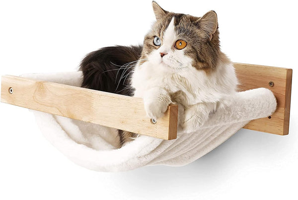 FUKUMARU Hammock Wall Mounted Cat Beds and Perches | Wooden Kitten Walls Furniture, Stable Cats Shelves, for Sleeping, Playing, Climbing, Lounging, Black Stripe11