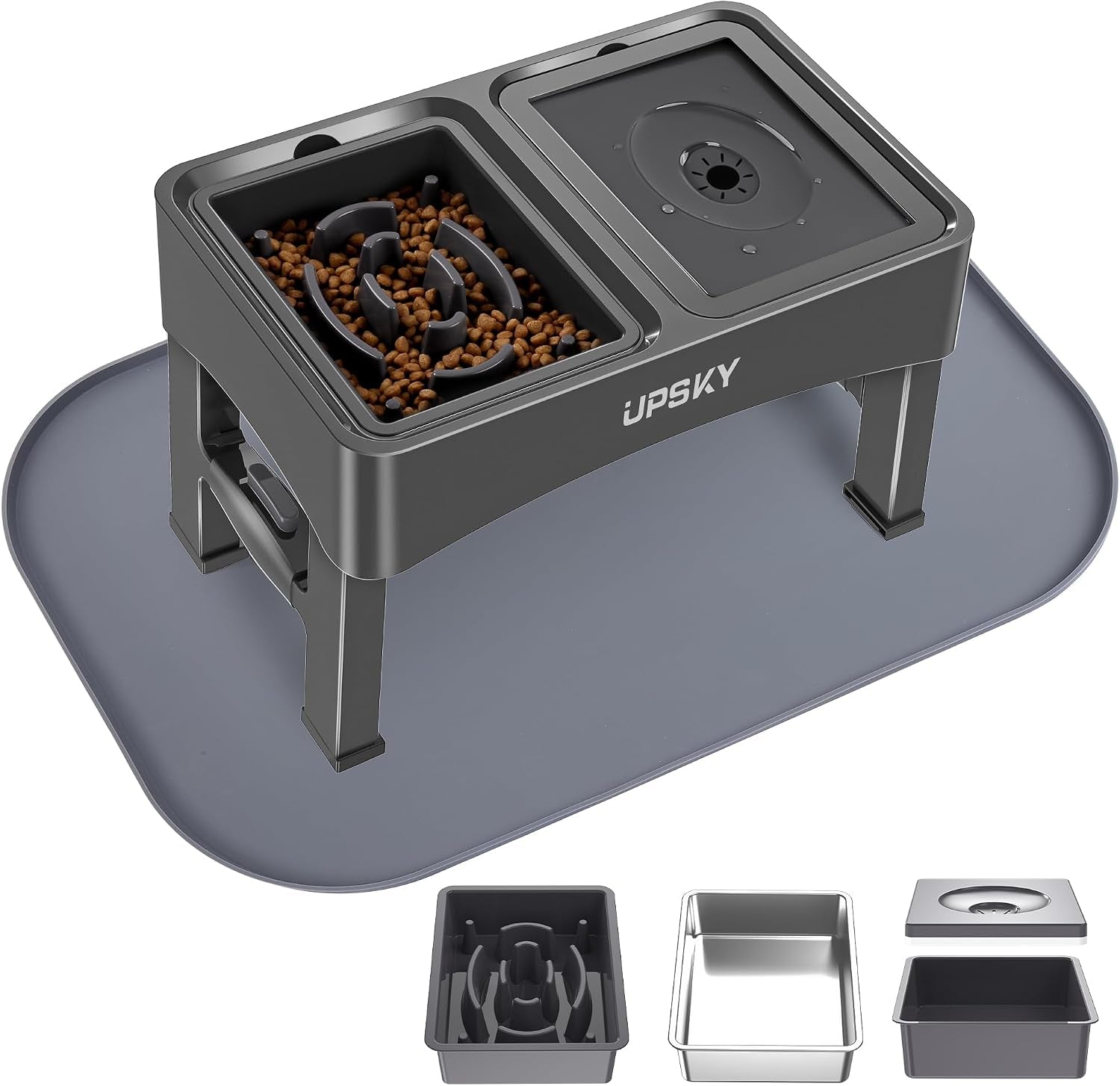 upsky-2-in-1-elevated-dog-bowls-slow-feeder-4-height-adjustable-raised-bowl-stand-no-spill-dog-water-bowls-anti-slip-food-and-water-bowls-for-small-medium-dogsnot-include-stainless-steel-bowl