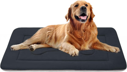 Large Dog Bed Soft Dog Crate Pad Mat, 42 in Non-Slip Bottom Washable Dog Sleeping Mattress Pet Beds Cat Bed Kennel Pad, Dark Blue Gray1