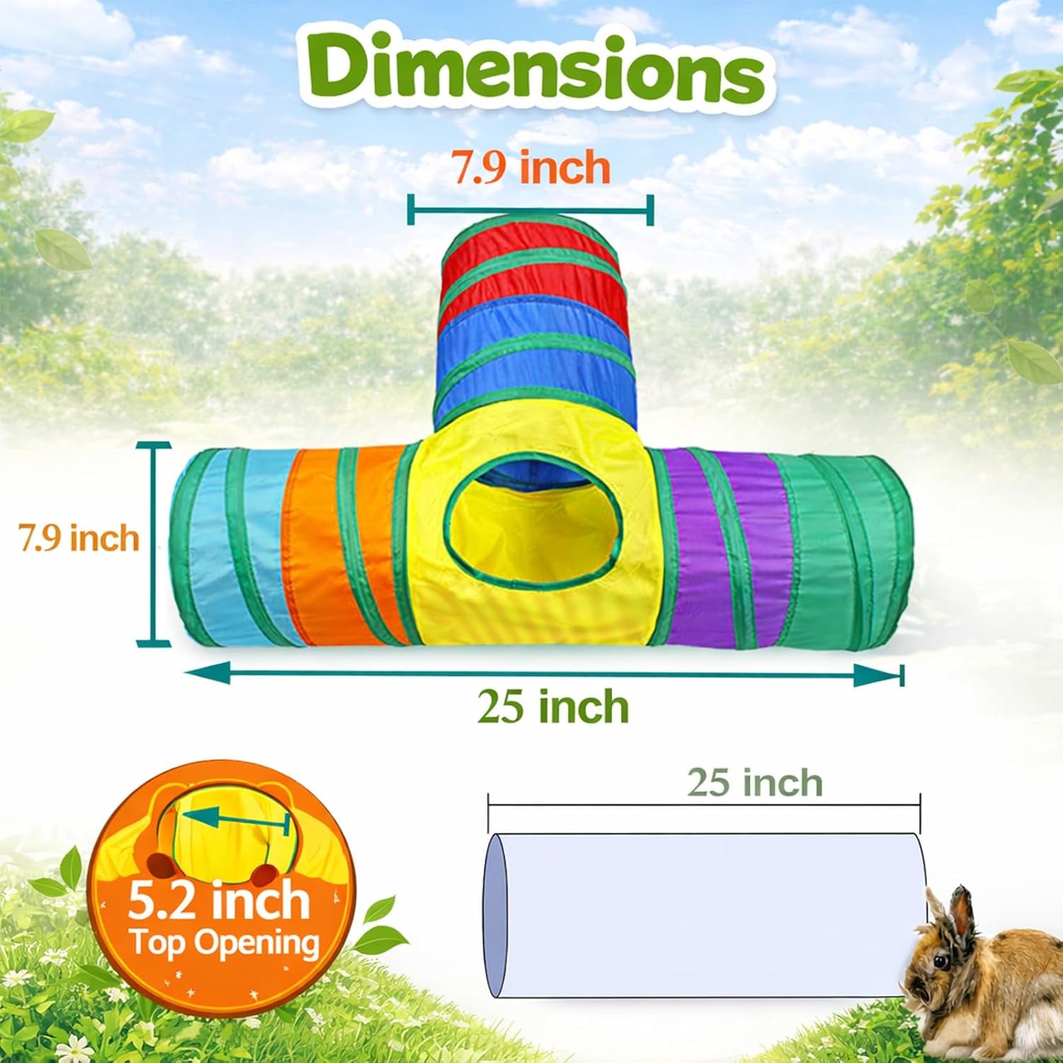 mechpia-rabbit-toys-3-way-buuny-hideout-foldable-rabbit-tunnel-and-tubes-for-rabbit-guinea-pig-chinchilla-ferret-rat