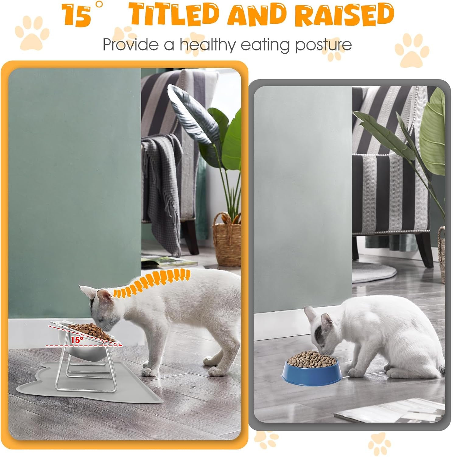 elevated-cat-bowls-2-pack-raised-cat-food-water-bowls-with-non-slip-placemat-15-tilted-stand-anti-vomiting-stainless-steel-pet-food-feeding-dishes-plate-for-cats-kitten-puppies-dogs-small-animals