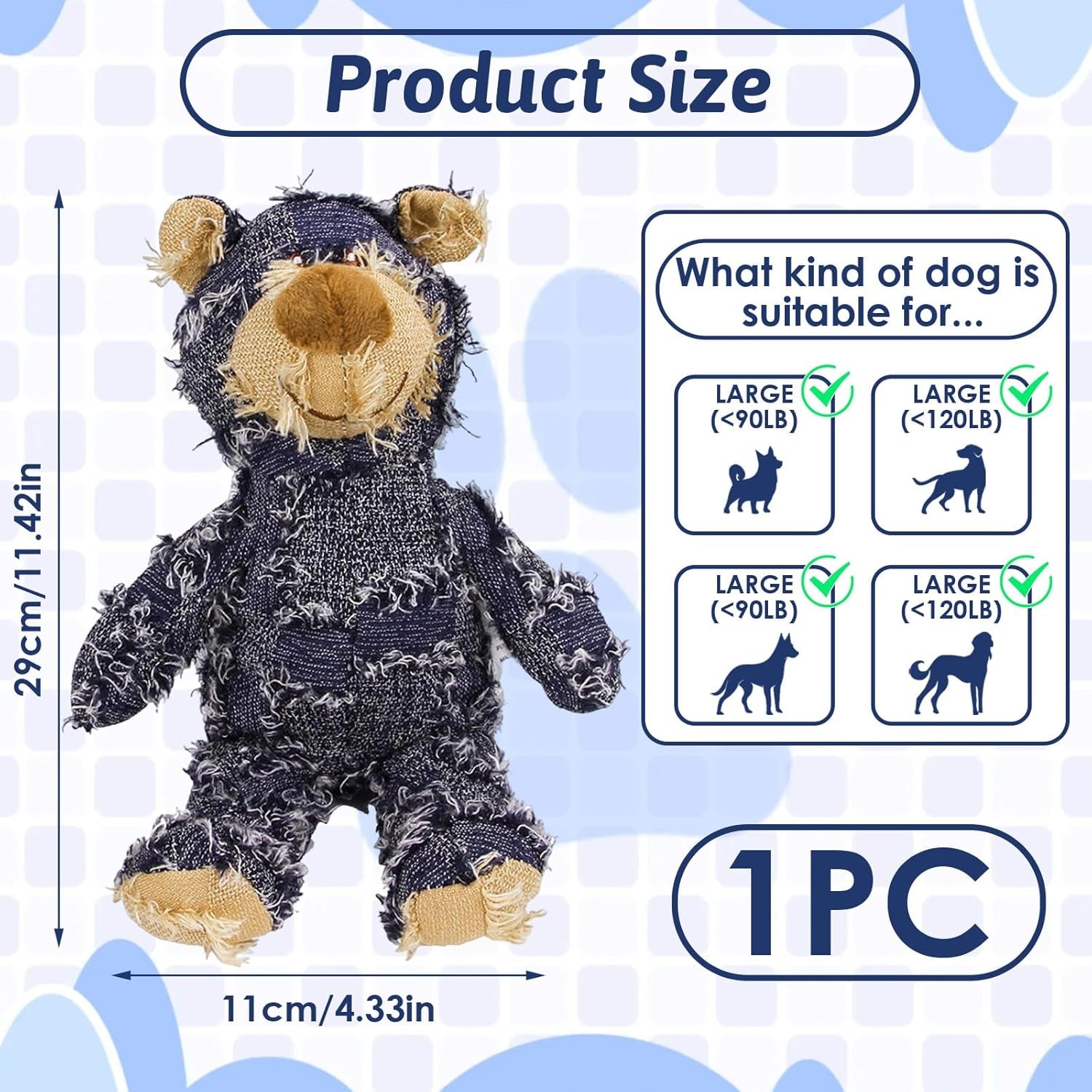 maxbeck-dog-companion-for-heavy-chewers-indestructible-robust-bear-dog-toy-resistant-squeaky-dog-toys-for-heavy-chewers-unbreakable-stuffed-plush-dog-toys-for-aggressive-chewers-a-navy