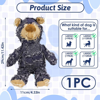MAXBECK Dog Companion for Heavy Chewers- Indestructible Robust Bear Dog Toy, Resistant Squeaky Dog Toys for Heavy Chewers, Unbreakable Stuffed Plush Dog Toys for Aggressive Chewers (A-Navy)2
