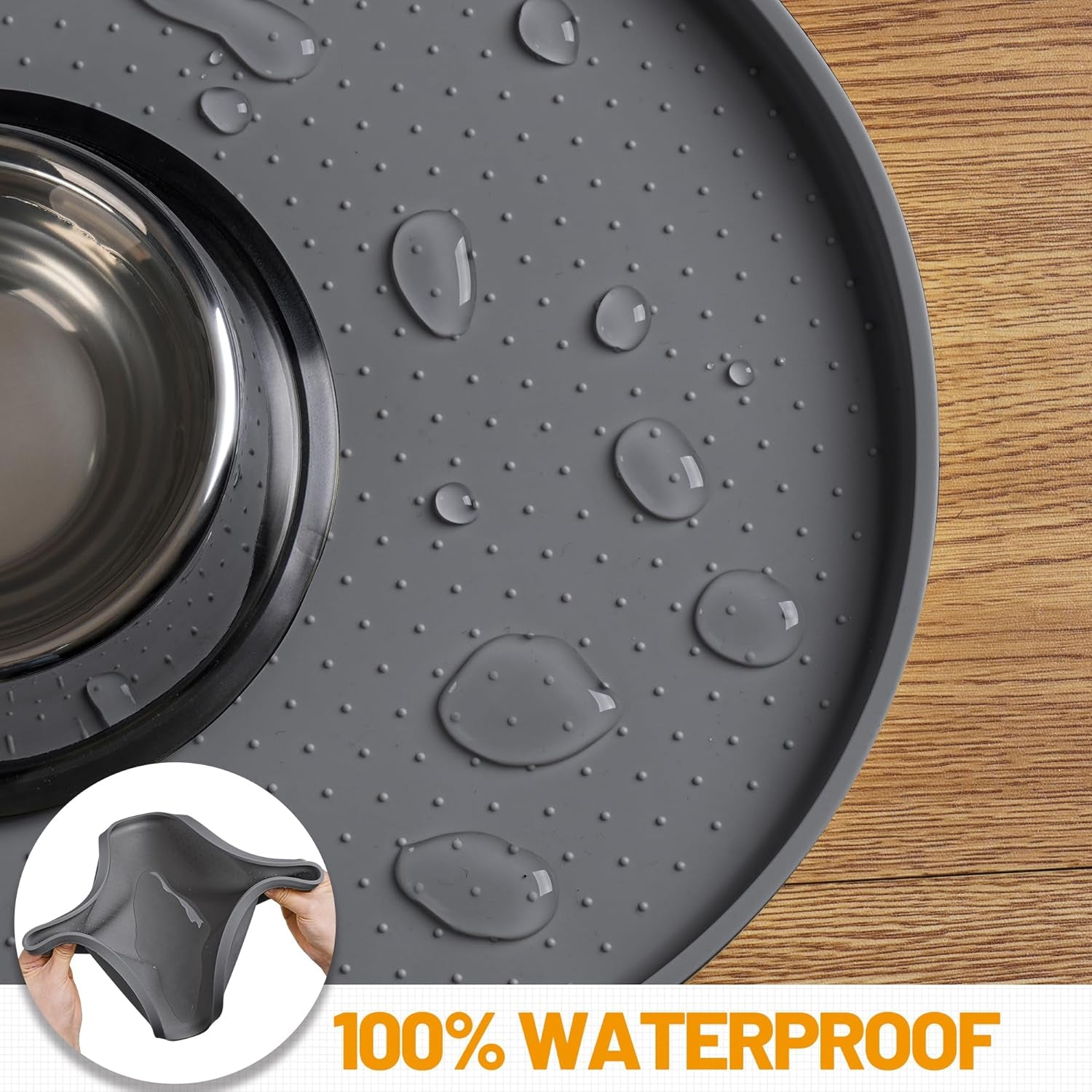 hubulk-100-waterproof-silicone-pet-feeding-mat-with-raised-edge-for-food-and-water-dog-bowl-mats-cat-bowls-placemat-with-high-lip-protects-floor-for-cats-and-dogs-gray-19-l-x-12-w