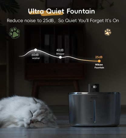 Cat Water Fountain Stainless Steel, 138Fl.Oz / 4.1L Cordless Cat Fountain | Wireless Pet Fountain; 4000Mah Battery; Indoor; Triple Water Modes; 25 Db Ultra-Quiet6