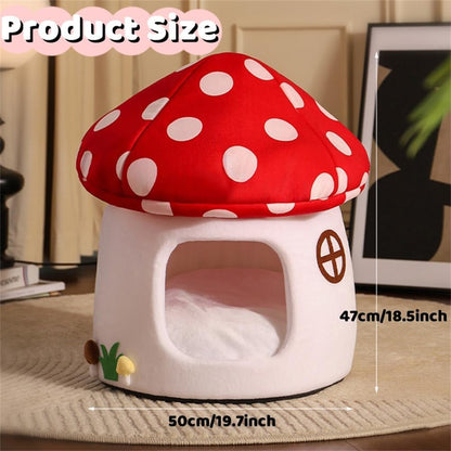 LYFJMUS Mushroom Cat Bed for Indoor Cats Mushroom Cow Shape Cat Cave Bed Cat Tent with Removable & Washable Cushion Pillow Cat House Bed for Cats Small Dogs ﻿2