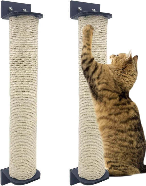 VCEPJH 2 Pcs Cat Scratching Post for Crate Cage Mounted Cat Scratcher Natural Sisal Scratch for Scratching and Climbing Furniture 15X2.7Inches (White)1