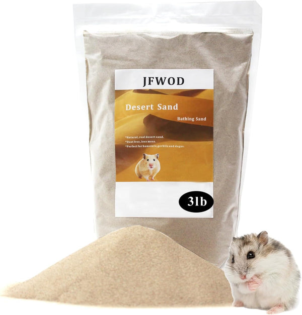 Hamster Bath Sand, 3Lb Dust Free Desert Sand or Potty Litter Sand for Hamster Chinchillas Gerbil Syrian Mice Small Animals(Beige)1