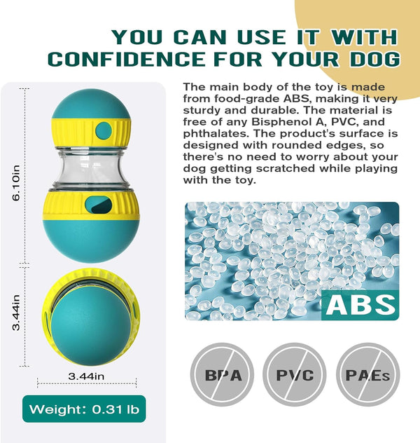 BSISUERM Dog Puzzle Toy Adjustable Treat Dispensing Ball Food Dispenser Tough Slow Feeder Puppy Enrichment Training Toy Pet Interactive Chase Toys for Small Medium Large Dogs to Keep Them Busy, Green5