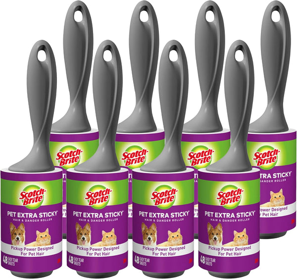 Scotch-Brite Pet Extra Sticky Lint Rollers 4 Rollers 48 Sheets per Roller 192 Sheets Total12