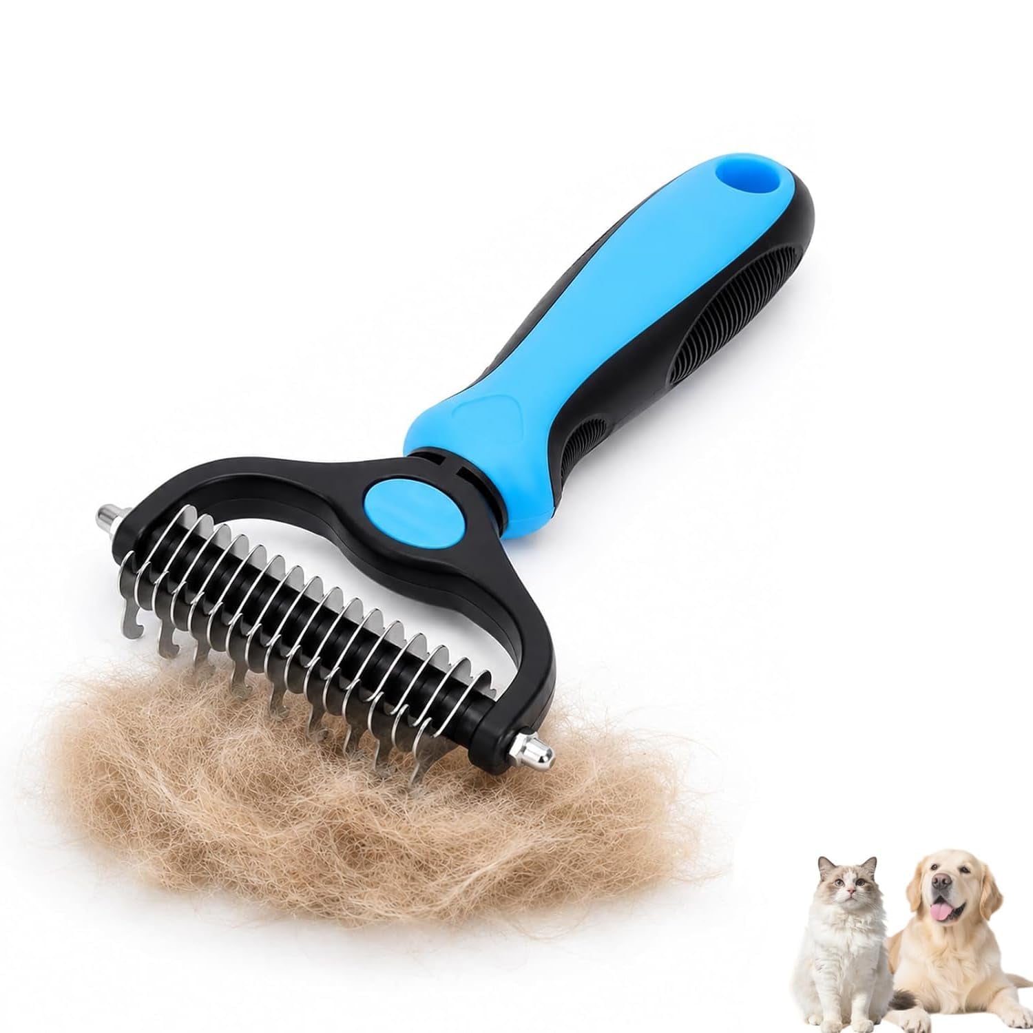 dematting-comb-for-dogs-and-cats-undercoat-pet-brush-for-long-hair-deshedding-brush-for-dog-removes-tangles-knots-and-loose-fur-2-in-1-double-tooth-comb-undercoat-rake-dog-brush