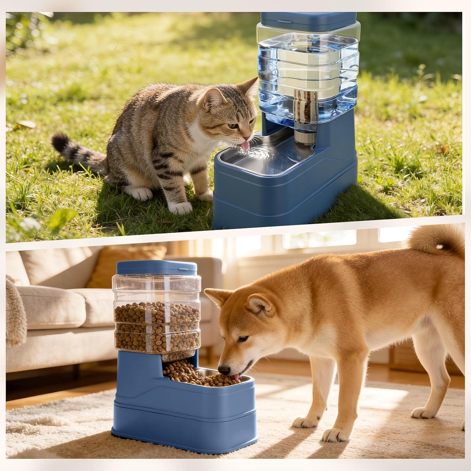 2-pack-automatic-cat-feeder-and-water-dispenser-1-3gallon-dog-gravity-food-feeder-and-water-with-ice-pack-stainless-steel-dry-food-and-waterer-bowl-for-small-medium-large-pets-blue