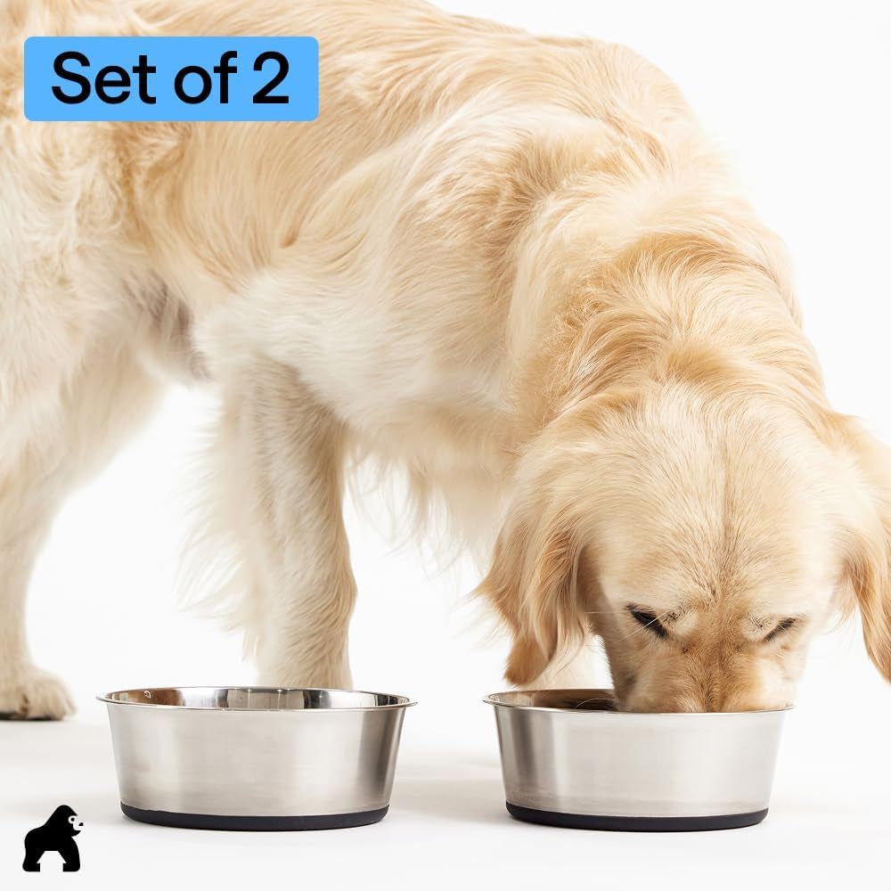 gorilla-grip-dog-bowls-food-grade-304-stainless-steel-holds-2-us-cups-each-16-fl-oz-food-and-water-bowl-for-feeding-dogs-and-cats-dishwasher-safe-rust-resistant-bpa-free-rubber-base-2-set-black