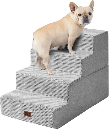 EHEYCIGA Dog Stairs for Bed 18" H, Dog 4-Steps for High Bed, Olive Green | Pet Steps for Small Dogs and Cats, Non-Slip Balanced Pet Ramp Indoor16