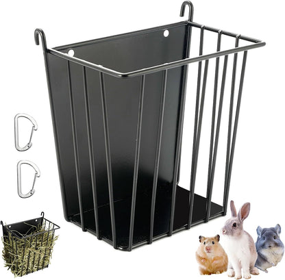 LUAVIARU Upgrades 2Pcs Hay Feeder Rabbit - Guinea Pig - Metal Frame Hay Rack with Adjustable Hook - Less Wasted - for Guinea Pig, Bunny, Chinchilla Cage Accessories - Bunny Feeder7