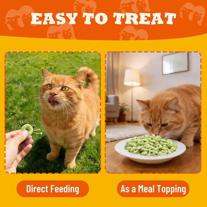 8 Oz Cat Grass Treats - Hairball Control & Catnip Flavor | Salmon, Catnip, Barley Grass. Crunchy for Teeth & Breath. Fiber for Hairballs & Digestion. Great Daily Training Treat.7