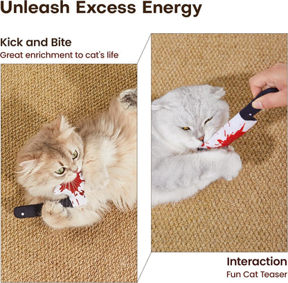 Potaroma 4Pcs Cat Toys, Horror Halloween Knife-Shaped Kitten Catnip Crinkly Sound Toys, Indoor Exercise for All Cat Breeds 6.5 Inches | Crinkly Sound Toys, Indoor Exercise for All Cat Breeds 6.5 Inches5