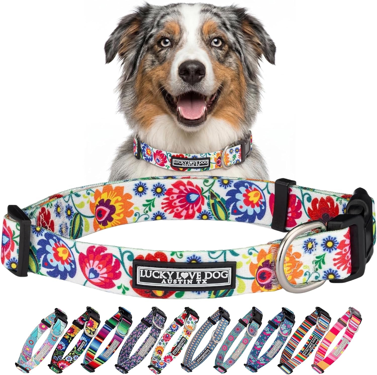 lucky-love-dog-easy-click-buckle-dog-collar-with-leash-set-combo-durable-comfortable-for-male-female-dogs-pet-collar-for-medium-dogs-secure-fit-blackbird-combo-medium