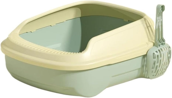 Pet Supplies, Open Top Cat Litter Box with Scoop, High Side Sifting Tray for All Cats(Green)1