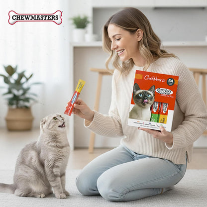 Catworx by Chewmasters Purrfect Squeeze Lickable Soft Cat Treats - 54 Pack | Creamy Purée Squeeze Tubes for Kittens and Adult Cats - Hand Feeding Snack or Food Topper - Training Reward, 0.53 Ounce8