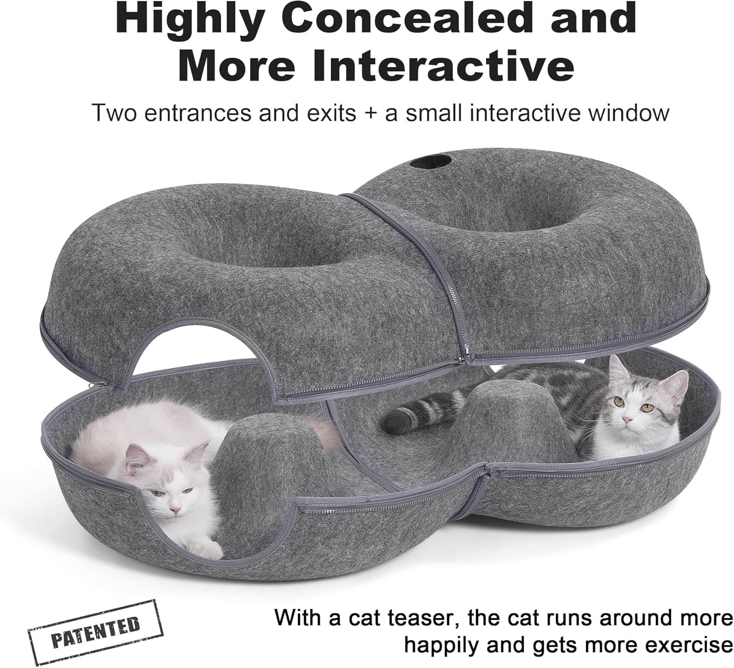 8-shaped-large-cat-tunnel-bed-for-indoor-cats-infinite-circulation-peekaboo-cat-cave-with-12-toy-balls-cat-donut-tunnel-for-cats-up-to-30-pounds-dark-grey-l-38x24x11in