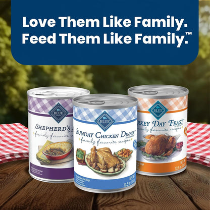 Blue Buffalo Family Favorite Recipes Sunday Chicken Dinner in Gravy Natural Wet Dog Food for Adult Dogs, Grain-Free Recipe with Natural Ingredients, Vitamins & Minerals, 12.5-Oz. Can (12 Count)11