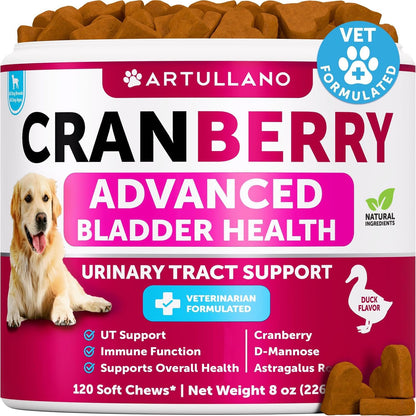 Dog UT Treats - Cranberry Chews for Dogs - Urinary Tract & Bladder Support Supplement with Natural Cranberry Extract - Tasty 120 Soft Bites for Daily Wellness with Fish Oil, Pumpkin, D-Mannose1