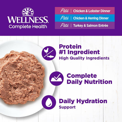Wellness Complete Health Pate Variety Pack Adult Canned Wet Cat Food, Natural, Protein Rich, Grain Free, Seafood Favorites, 3 Oz, Pack of 24 Cans2