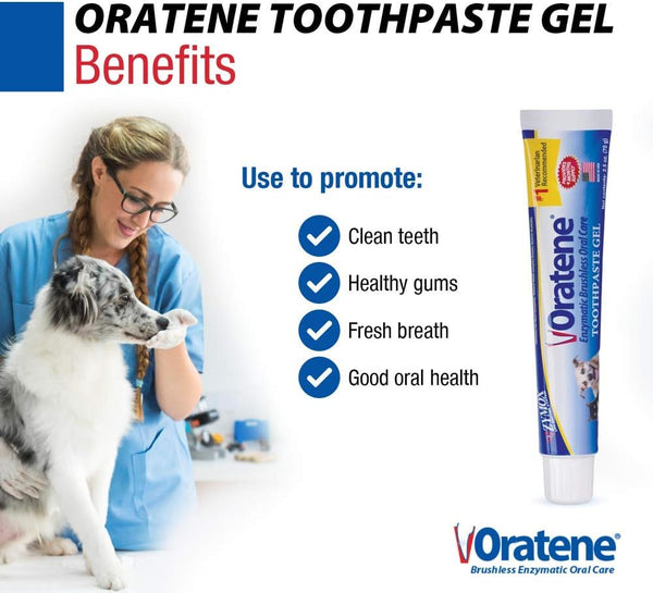 Pet King Brands ZYMOX Oratene Brushless Toothpaste Gel for Dogs and Cats, 2.5Oz2