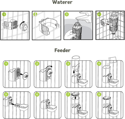 Automatic Pet Food Water Dispenser, Auto Gravity Pet Feeder Water Bottle Set for Cage, Feeding Station for Puppy Kitten Rabbit Guinea Pigs Chinchilla Ferret Hedgehog (Green)5