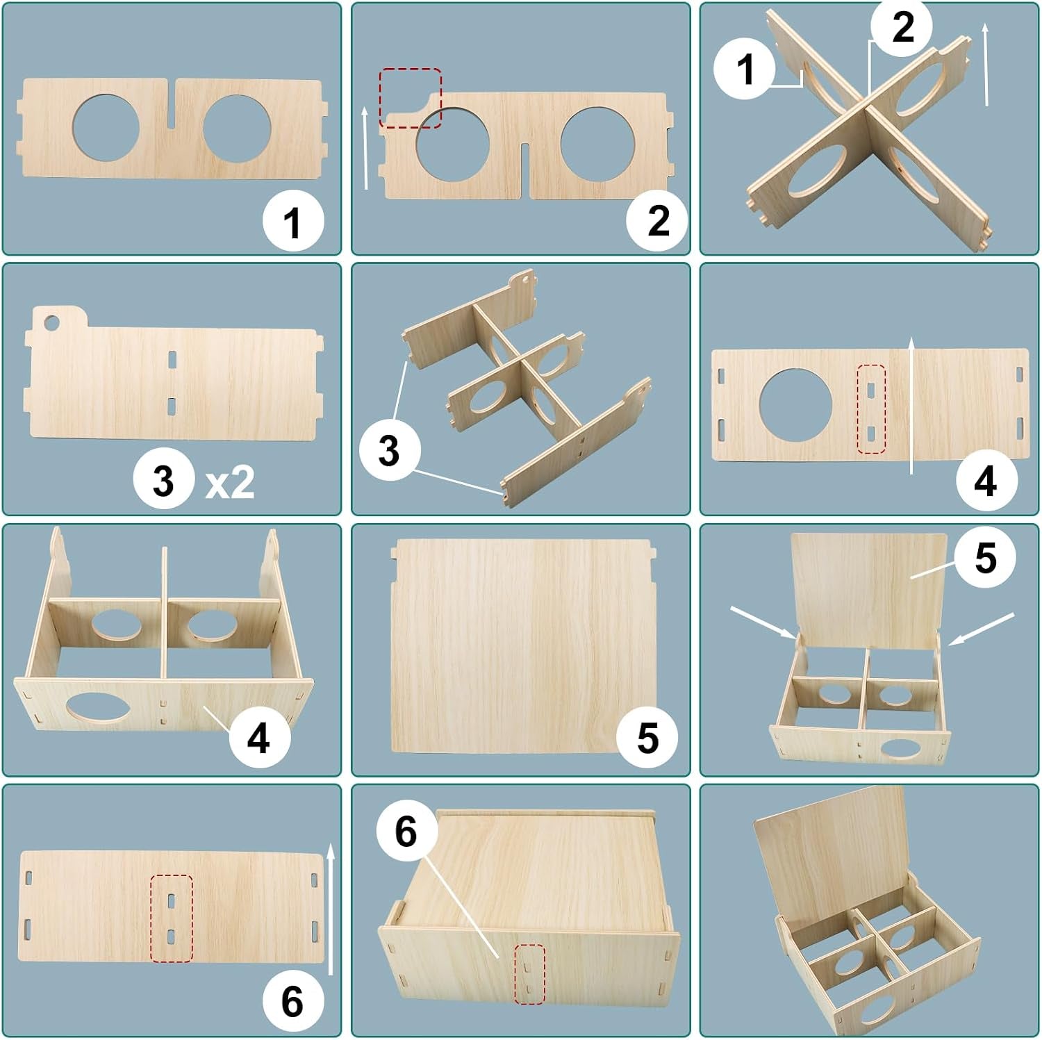 hamster-and-mouse-wooden-tunnel-cage-secret-peep-shed-waterproof-chamber-hideout-tunnel-exploring-toys-easy-to-install