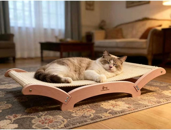 Extra-Large Sisal Cat Scratcher Bed for Indoor Cats, Cat Scratching Post with Hammock Nartural Sisal Scratch Pad for Large Cats Scratcher Lounge Chair, Wooden Cat Furniture (Nartural)5