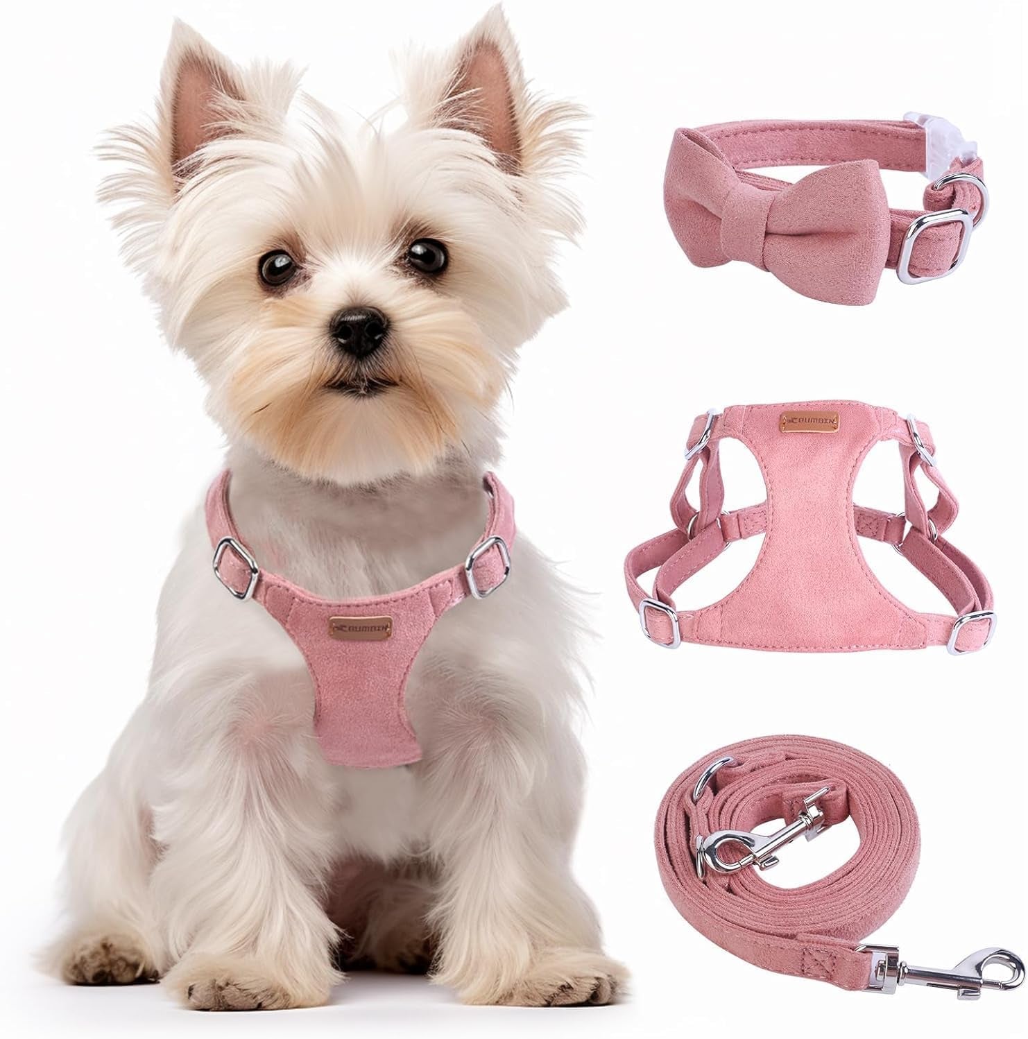 dog-harness-and-leash-set-xxs-no-pull-adjustable-puppy-harness-with-multifunction-pink-dog-leash-and-dog-collar-soft-no-choke-escape-proof-pet-harness-vest-for-small-dogs-and-cats-pink-s