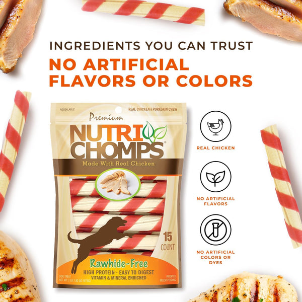 Nutrichomps Dog Chews, 6-Inch Twists, Easy to Digest, Long Lasting, Rawhide-Free Dog Treats, 15 Count, Real Chicken Flavor | a Rawhide-Free Chew That'S Gentle and Easy to Digest, Made with the Real, Wholesome Ingredients Dogs Love5