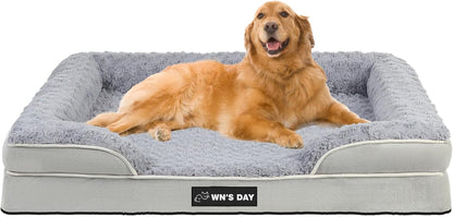 Orthopedic Dog Bed for Large Medium Sized, Washable Memory Foam Large Dog Bed, Medium Pet Sofa with Removable Cover, Washable Waterproof Pet Couch Beds(Grey, L)22