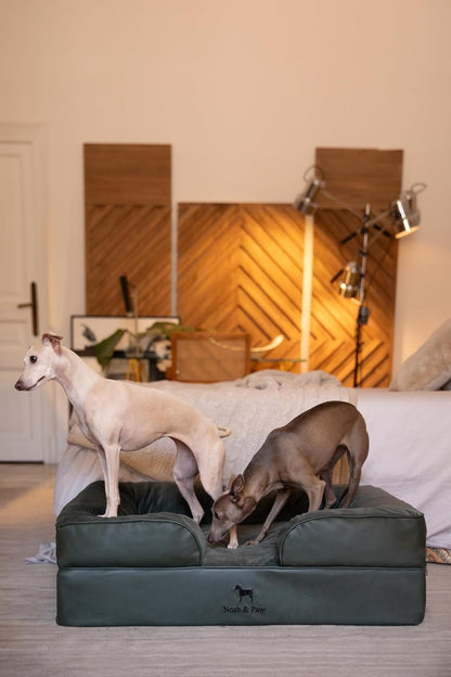 NOAH & PAW Large Dog Bed, 35X25X11 Inch, Orthopedic Dog Beds, Eggshell Memory Foam Infused with Cooling Gel, Inner Cover, Water Resistant, Machine Washable (Faux Leather)2