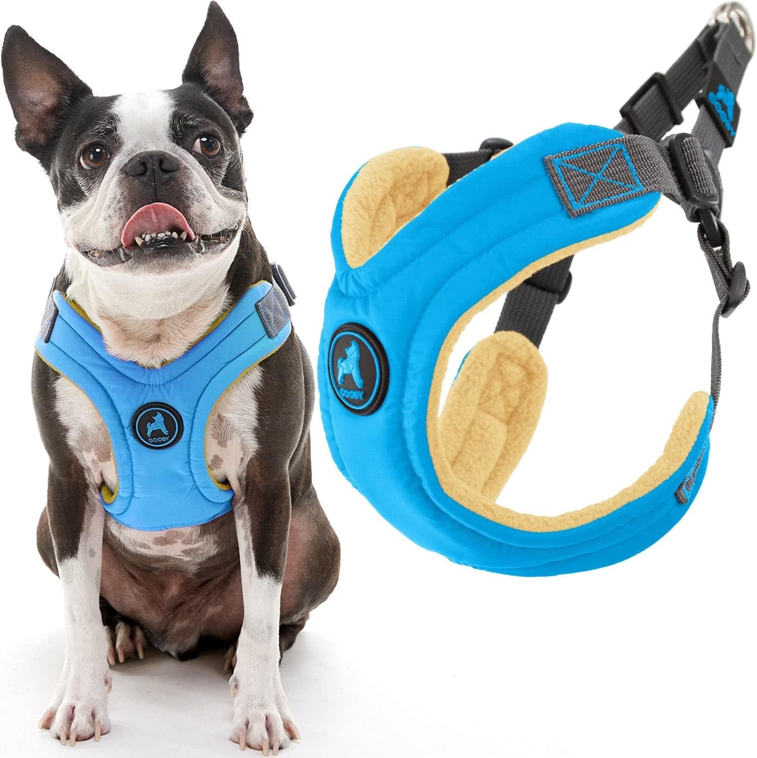 gooby-escape-free-memory-foam-harness-green-large-no-pull-step-in-small-dog-harness-with-four-point-adjustment-perfect-on-the-go-dog-harness-for-medium-dogs-no-pull-and-small-dogs