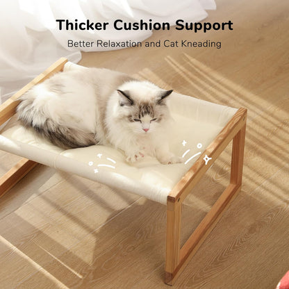 FUKUMARU Large Cat Hammock, Raised Dog Bed for Indoor and Outdoor, Washable | 21" Wooden Pet Beds, Cozy Velvet Cat Couch, Elevated Pet Sofa for Puppy, Bunny and Small Animal3