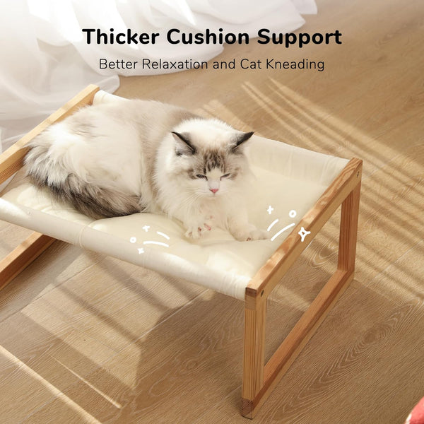FUKUMARU Large Cat Hammock, Raised Dog Bed for Indoor and Outdoor, Washable | 21" Wooden Pet Beds, Cozy Velvet Cat Couch, Elevated Pet Sofa for Puppy, Bunny and Small Animal3