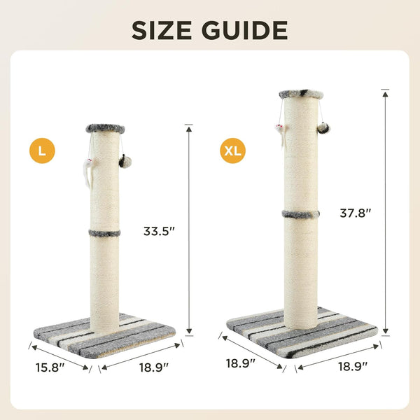 Joydeco Cat Scratching Post 38 Inches Heavy Duty and Thick Scratching Post Sisal Rope with Hanging Ball and Mice for Indoor Cats(Grey)8