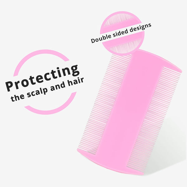 Flea Comb for Dogs and Cats - Lice Comb with Rubber Handle - Promotes Hair Growth and Removes Loose Hair, Knots, and Flakes Flea Brush for Pets(3P,Pink)4