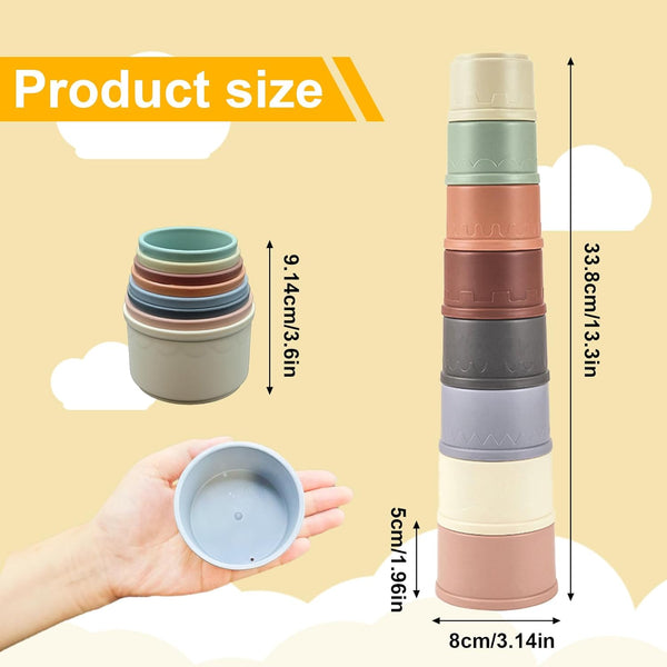 8 Pcs Stacking Cups for Small Animal Toys,Nesting Rabbit Toys of Different Sizes,Safe Plastic Colorful Nesting Toys for Bunny Guinea Pig Hiding Food and Playing2