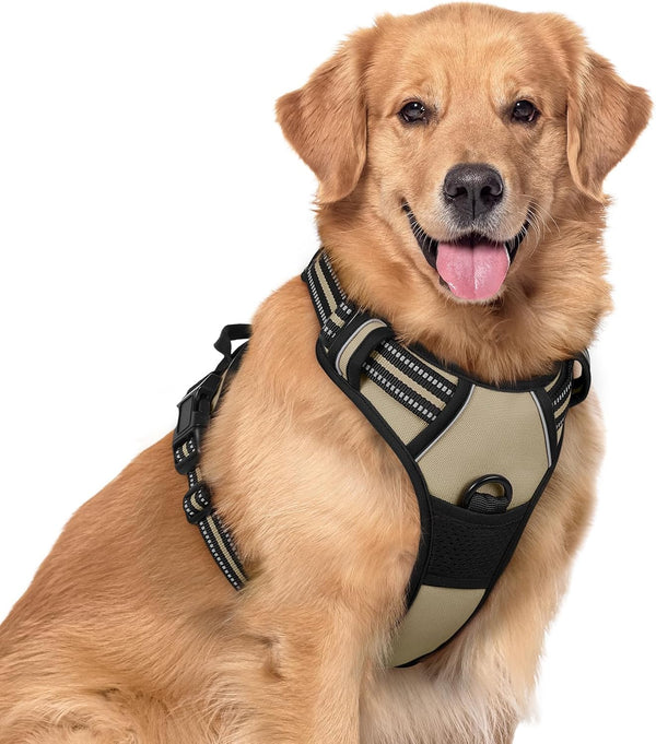 Rabbitgoo Dog Harness, No Pull for Large Dogs with 2 Leash Clips, Pet Vest | No Choke with Handle, Adjustable Soft Padded, Reflective, Easy Control for Walking, Black, Large136