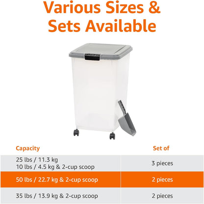 Amazon Basics Airtight Pet Food Storage Container with Scoop, BPA Free, Removable Wheels, 69 QT, Gray4
