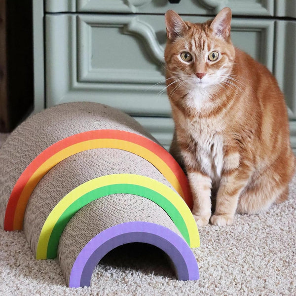 Turbo® by Coastal Rainbow Stack Cat Scratcher, Multi-Color, 12.75" L X 6.5" H X 8" W6